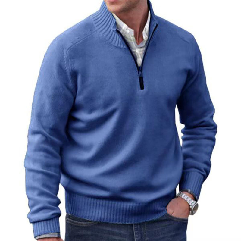 Men's Zipper Stand up Collar Sweater Wool Men's Warm Sweater - Tech genius & freaks