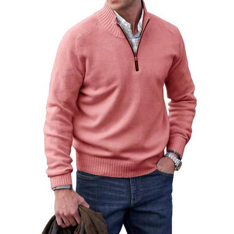 Men's Zipper Stand up Collar Sweater Wool Men's Warm Sweater - Tech genius & freaks