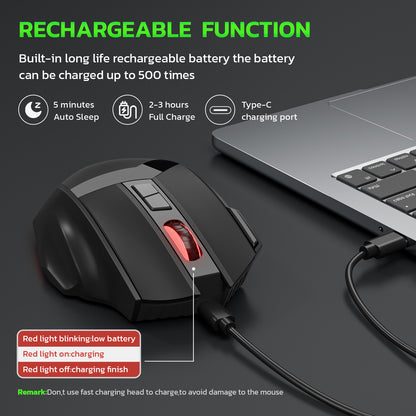 Wireless charging Bluetooth dual-mode 10 key mute gaming mouse 4800DPI mouse RGB color light - Tech genius & freaks