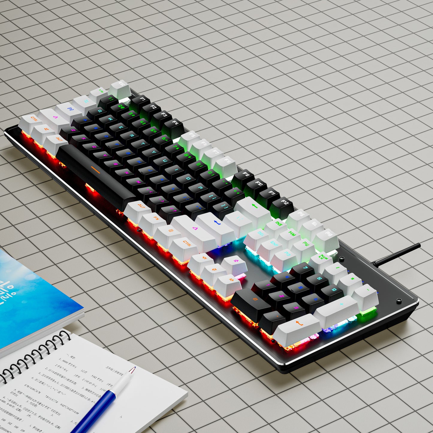 K880 wired mechanical keyboard customized hot swappable office computer 104 key e-sports game - Tech genius & freaks