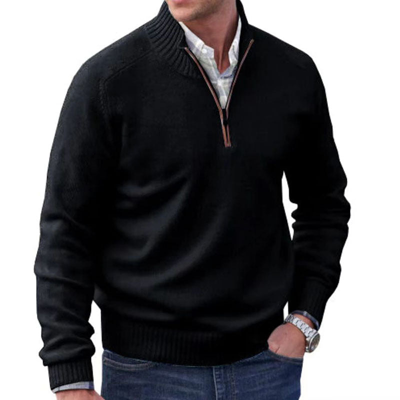 Men's Zipper Stand up Collar Sweater Wool Men's Warm Sweater - Tech genius & freaks