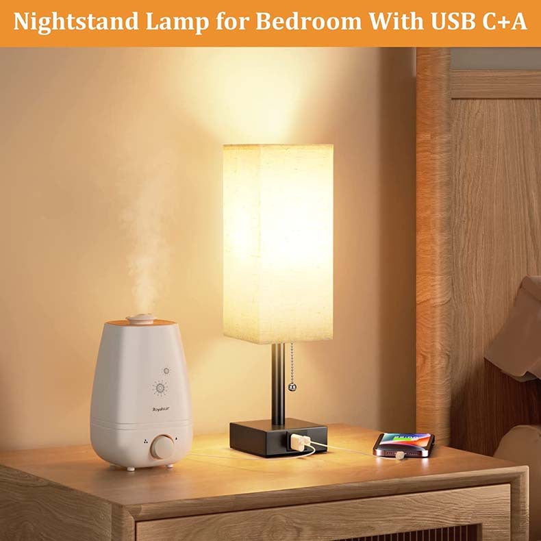 Linen 90 square desk lamp zipper switch three color temperature variable light A+C USB charging - Tech genius & freaks