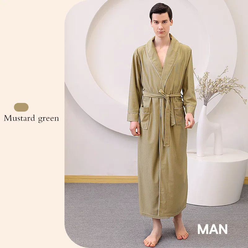 Thin satin bathrobe with quick drying water absorption for couples women's long and plus size yukata for men - Tech genius & freaks