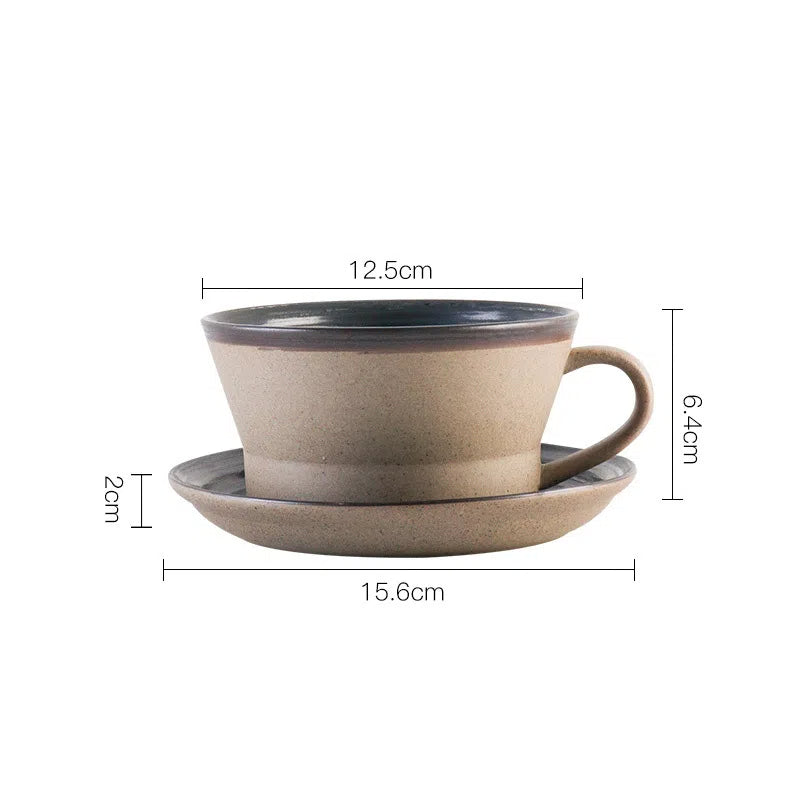 Coarse pottery coffee cup and plate set creative handmade retro coffee cup artistic cup plate milk cup - Tech genius & freaks