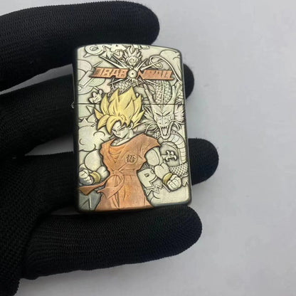 Double-sided three-dimensional deep relief inlaid Zorro 902s white copper armor original Dragon Ball kerosene lighter - Tech genius & freaks