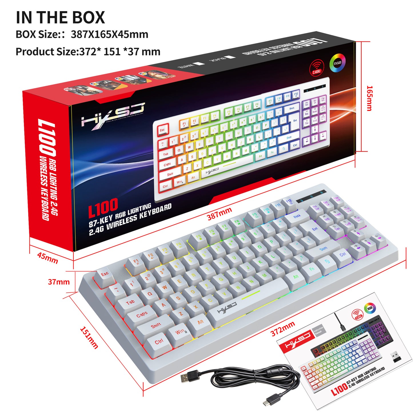 87 key wireless 2.4G film keyboard RGB backlit wireless keyboard - Tech genius & freaks