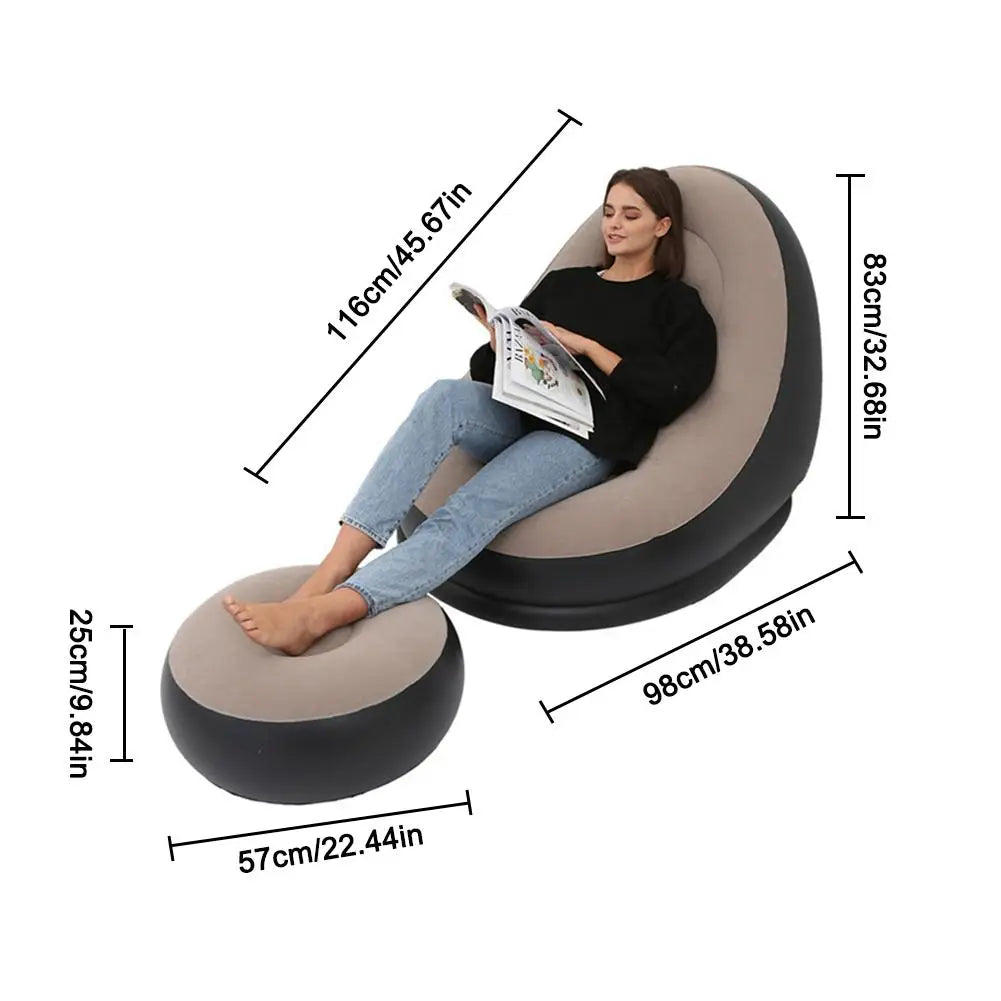 Inflatable Air Mattress Lazy Sofa Deck Chair Comfortable Leg Stool Rest Single Beanbag for home and Outdoor Use - Tech genius & freaks