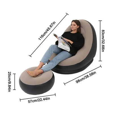 Inflatable Air Mattress Lazy Sofa Deck Chair Comfortable Leg Stool Rest Single Beanbag for home and Outdoor Use - Tech genius & freaks