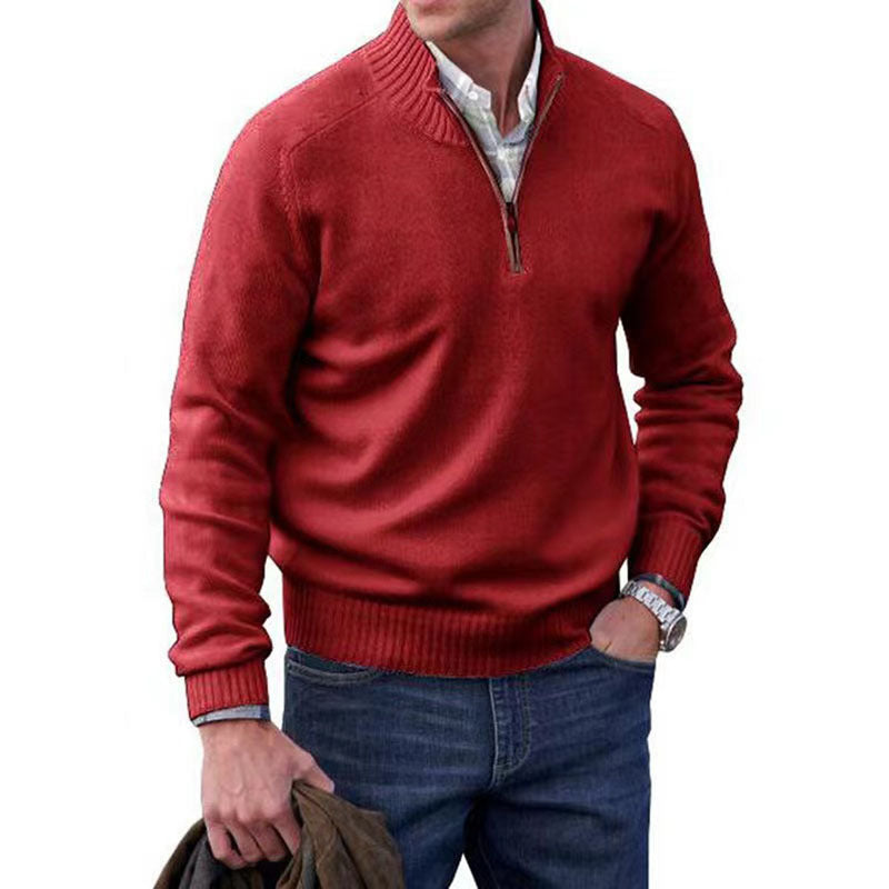 Men's Zipper Stand up Collar Sweater Wool Men's Warm Sweater - Tech genius & freaks