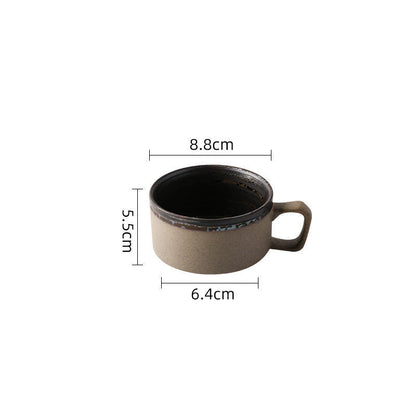 Coarse pottery coffee cup and plate set creative handmade retro coffee cup artistic cup plate milk cup - Tech genius & freaks