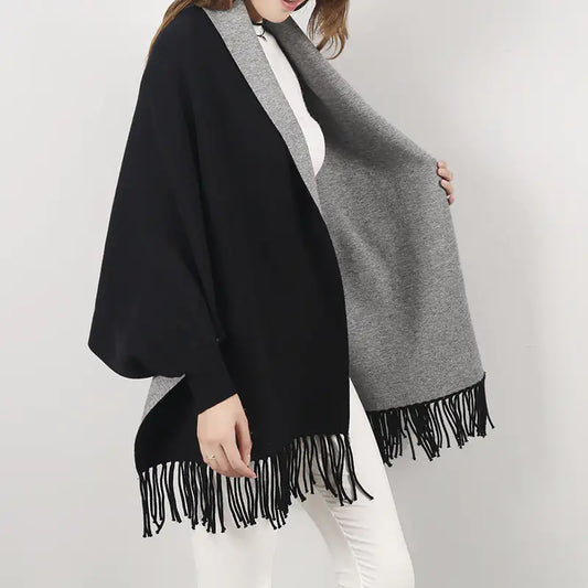 Dual Charm Fringed Poncho - Tech genius & freaks