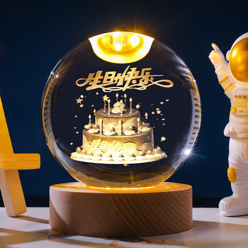 Starry Sky 3D Micro Landscape Crystal Ball Home Desktop Creative Interior Carving White Crystal Ball Ornament Craft Gift product - Tech genius & freaks