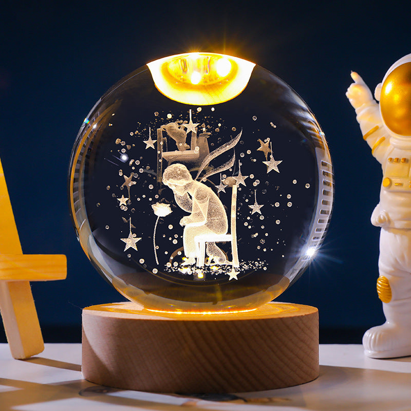 Starry Sky 3D Micro Landscape Crystal Ball Home Desktop Creative Interior Carving White Crystal Ball Ornament Craft Gift product - Tech genius & freaks