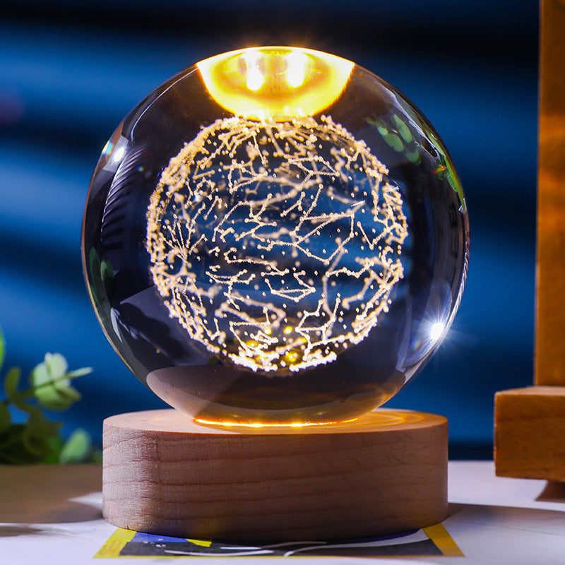 Starry Sky 3D Micro Landscape Crystal Ball Home Desktop Creative Interior Carving White Crystal Ball Ornament Craft Gift product - Tech genius & freaks