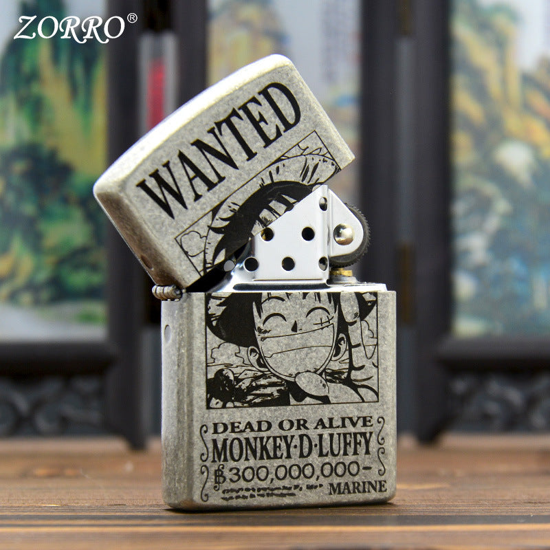 ZORRO Zoro Ancient Silver Pirate King Luffy Kerosene Lighter - Tech genius & freaks