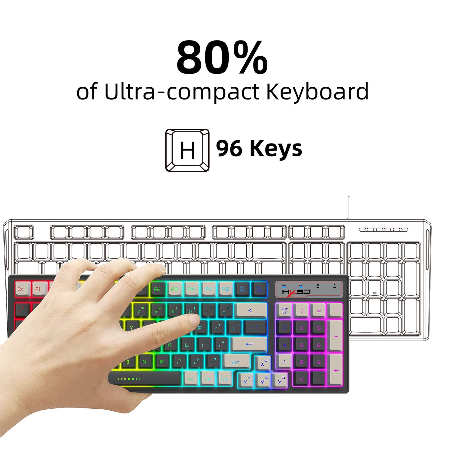 Gaming keyboard RGB backlight two-color keycaps gray and white double color 2.4G wireless membrane keyboard - Tech genius & freaks