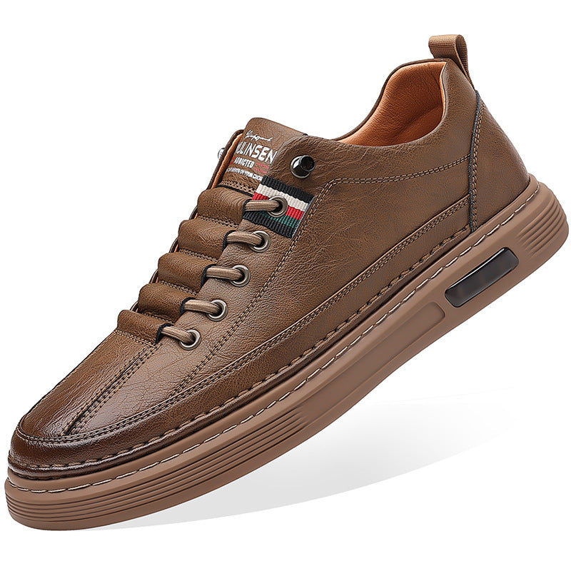 Trendy and versatile men's casual shoes, board shoes, leather soft soled breathable leather shoes - Tech genius & freaks