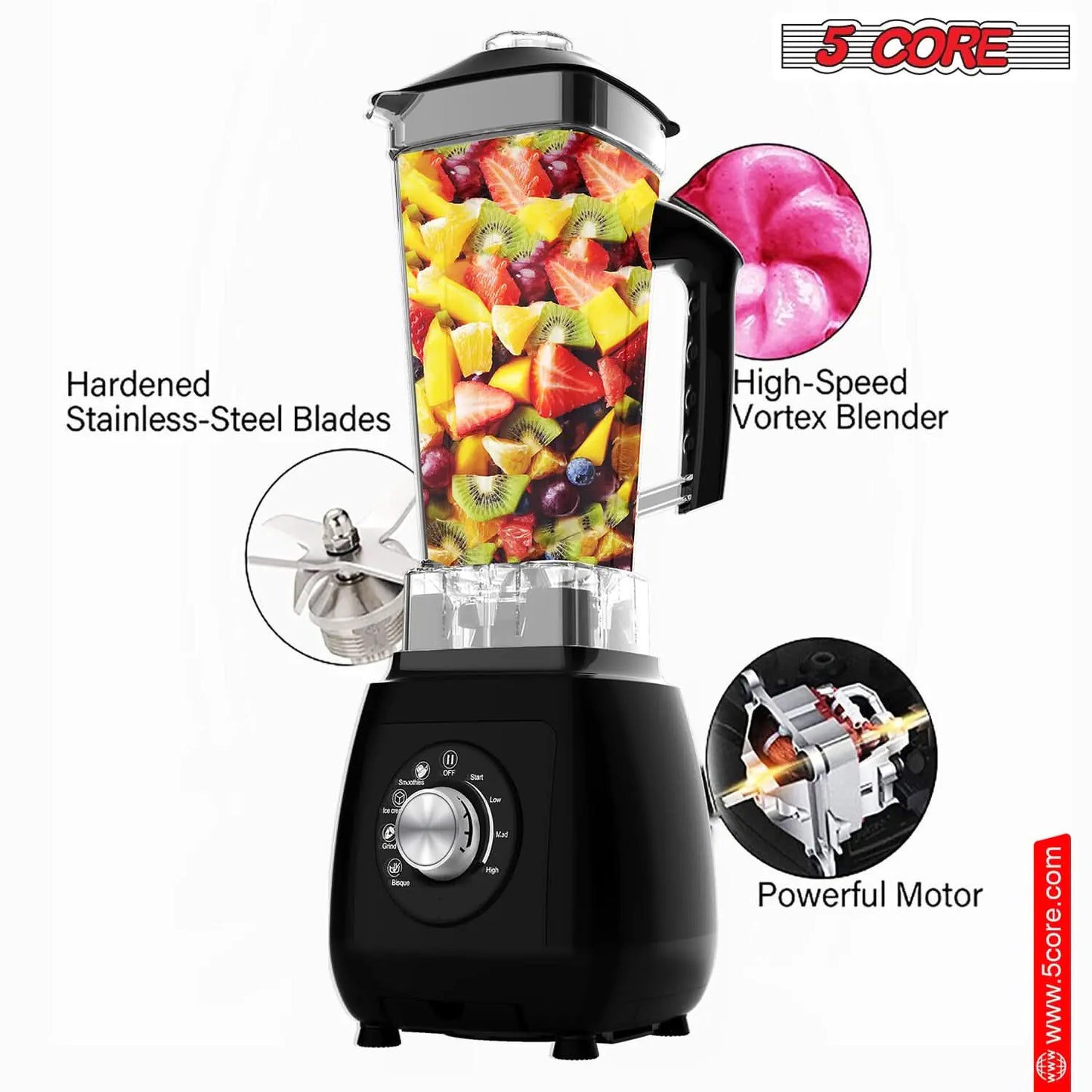 5Core Power Blender 2000W for Smoothies with 68oz Jar - Tech genius & freaks