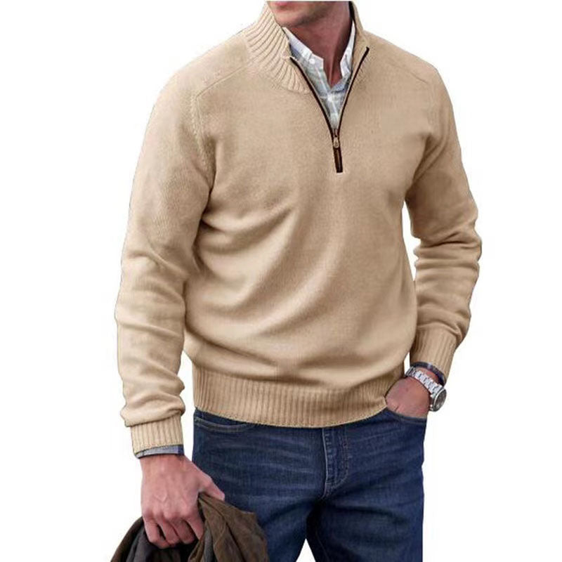 Men's Zipper Stand up Collar Sweater Wool Men's Warm Sweater - Tech genius & freaks