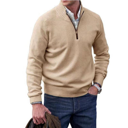 Men's Zipper Stand up Collar Sweater Wool Men's Warm Sweater - Tech genius & freaks