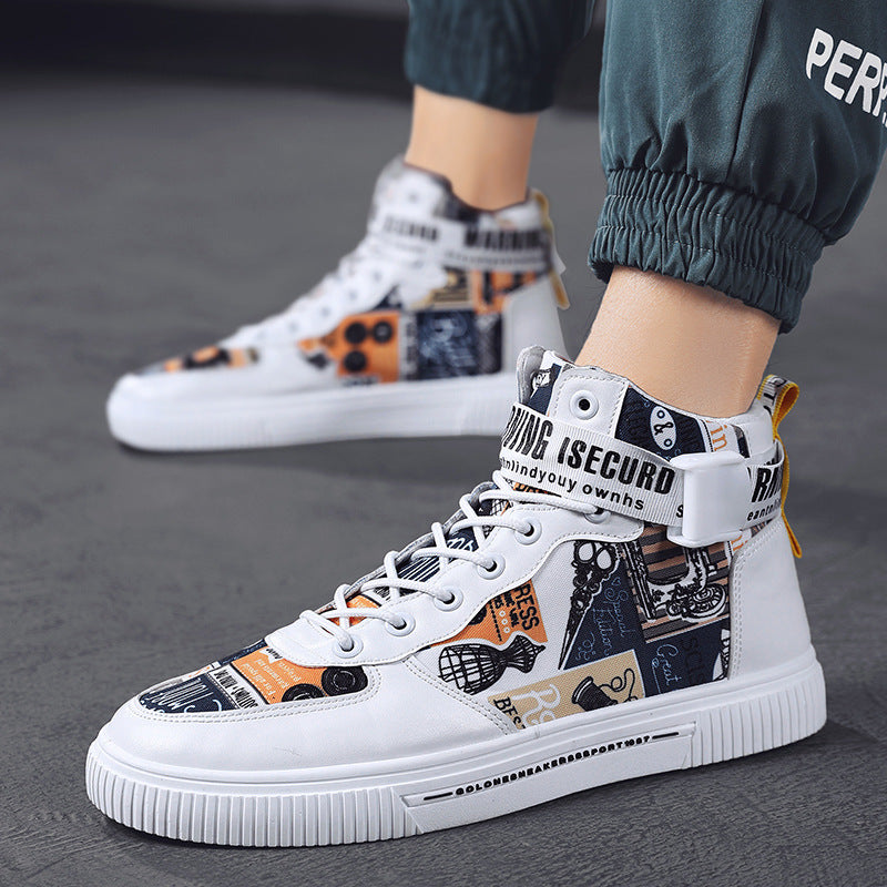 Spring men's trendy shoes, new black high top shoes for teenagers, sports shoes for boys, junior high school students, and men's adobe shoes - Tech genius & freaks