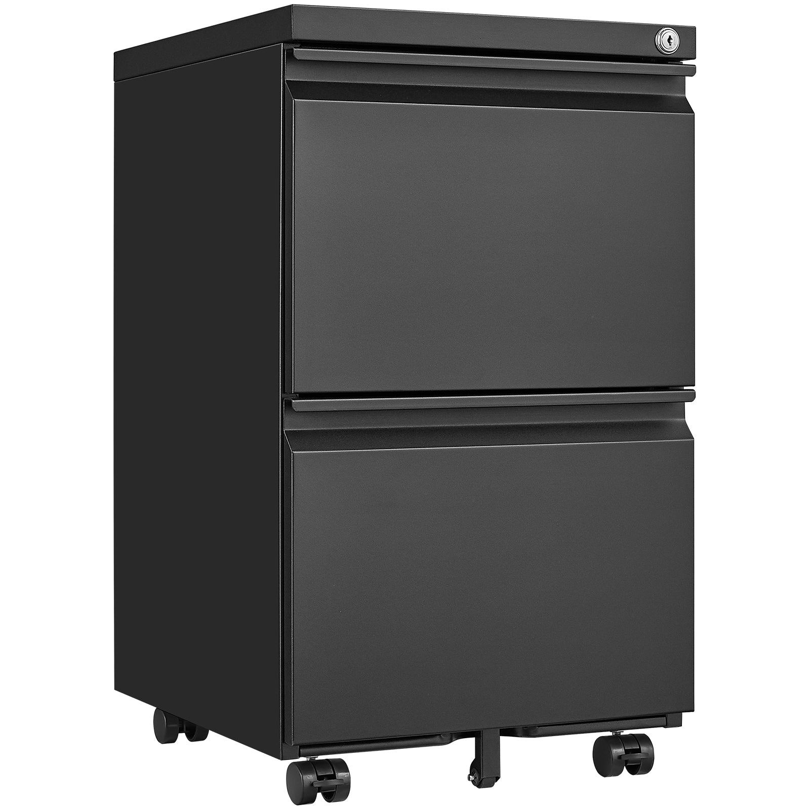 Metal 2 drawer mobile file cabinet with lock, 25.6-inch high legal/letter size file storage cabinet black - Tech genius & freaks