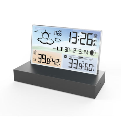 Transparent glass weather clock 3396C color screen RF wireless multi function weather forecast electronic alarm clock - Tech genius & freaks