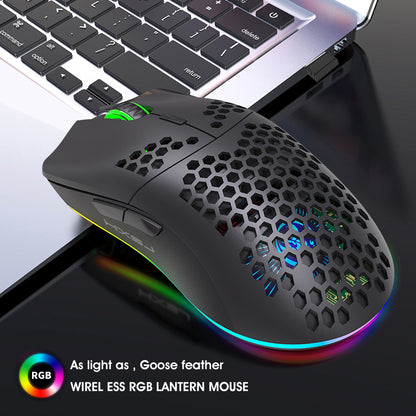 Lightweight hollow hole mouse RGB wireless 2.4G charging game light computer office mouse - Tech genius & freaks