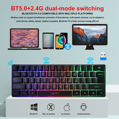 61 key keyboard Bluetooth the third mock examination 2.4G wireless keyboard RGB backlight tablet phone mini keypad - Tech genius & freaks