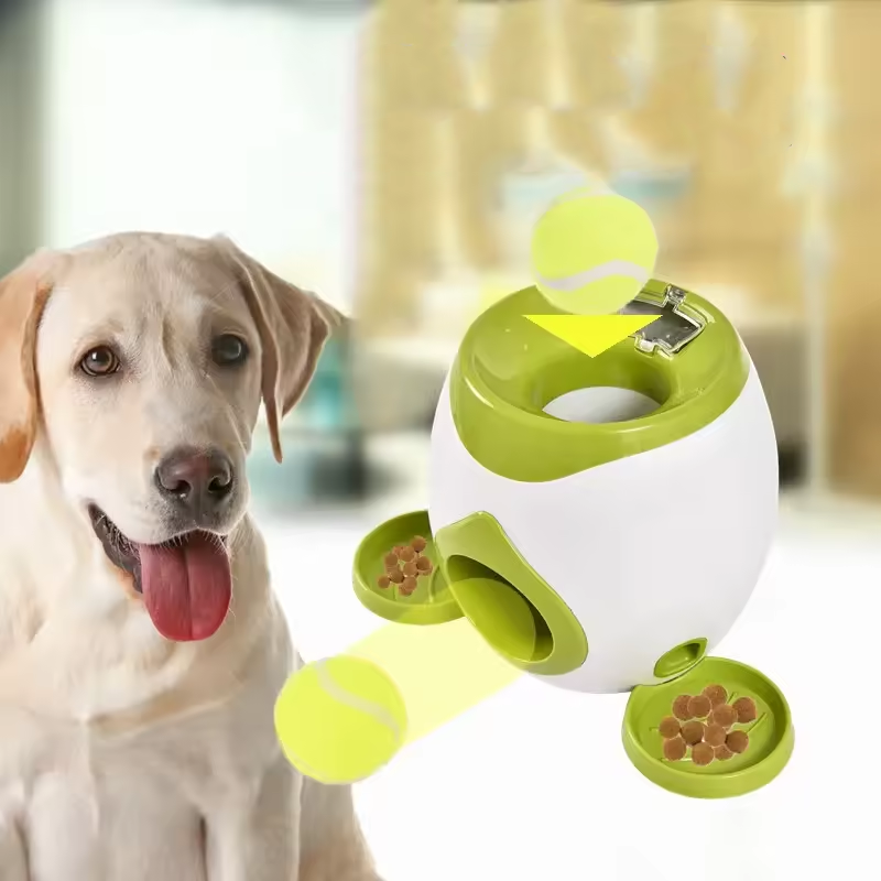 2 Balls Launcher Toy Training Dog Toy Slow Feeder Remote Puppy Pet Indoor Training Tennis Ball Feeder Machine - Tech genius & freaks