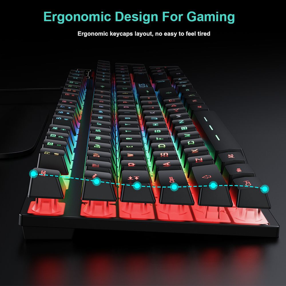 Wired gaming keyboard floating keycap rainbow backlit keyboard and mouse set AN-300 - Tech genius & freaks