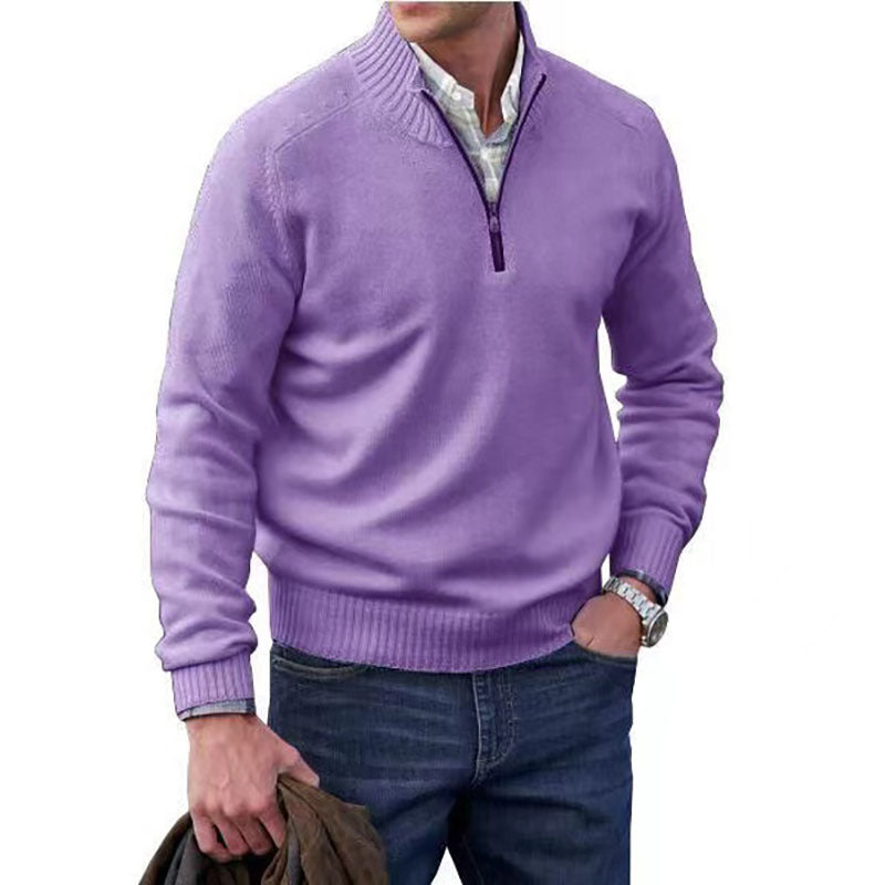 Men's Zipper Stand up Collar Sweater Wool Men's Warm Sweater - Tech genius & freaks