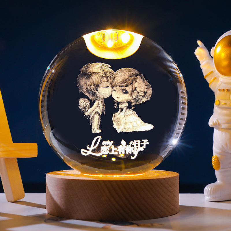 Starry Sky 3D Micro Landscape Crystal Ball Home Desktop Creative Interior Carving White Crystal Ball Ornament Craft Gift product - Tech genius & freaks