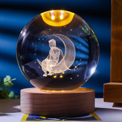 Starry Sky 3D Micro Landscape Crystal Ball Home Desktop Creative Interior Carving White Crystal Ball Ornament Craft Gift product - Tech genius & freaks