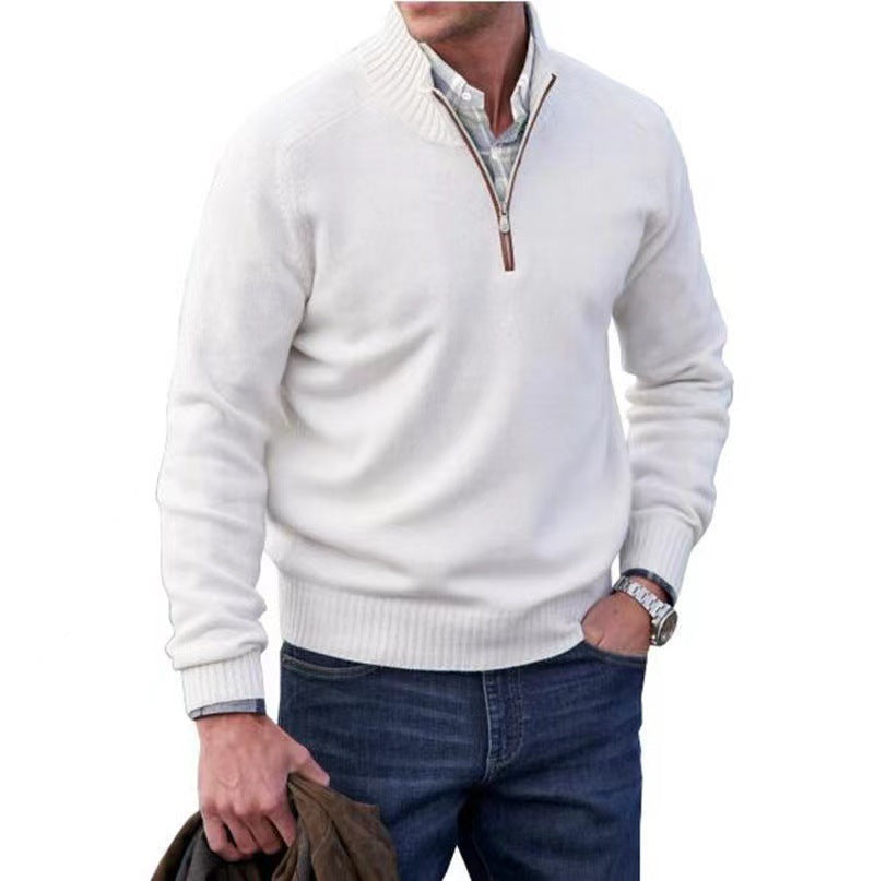 Men's Zipper Stand up Collar Sweater Wool Men's Warm Sweater - Tech genius & freaks