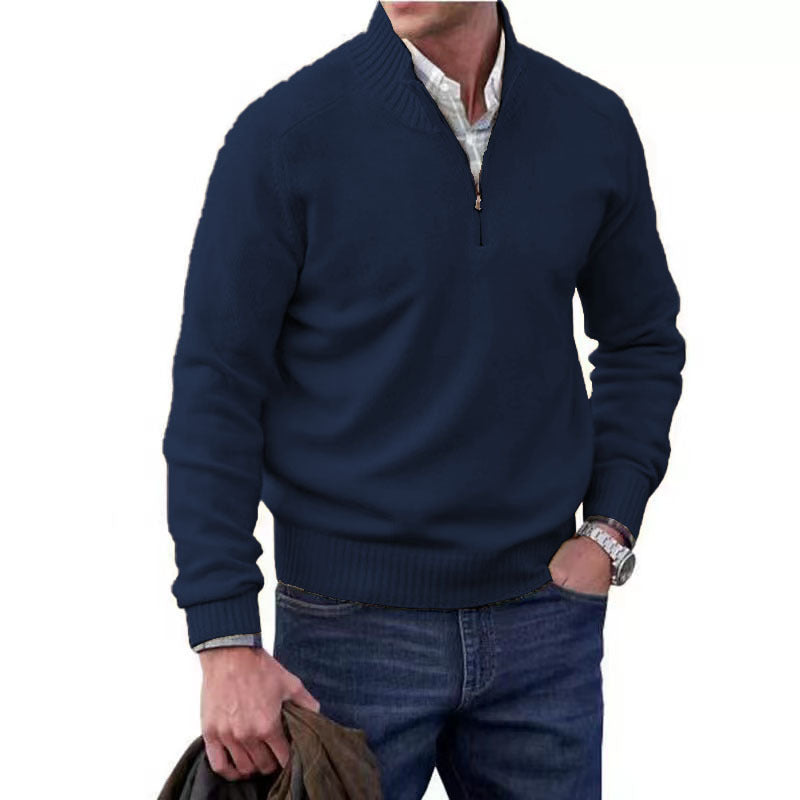 Men's Zipper Stand up Collar Sweater Wool Men's Warm Sweater - Tech genius & freaks