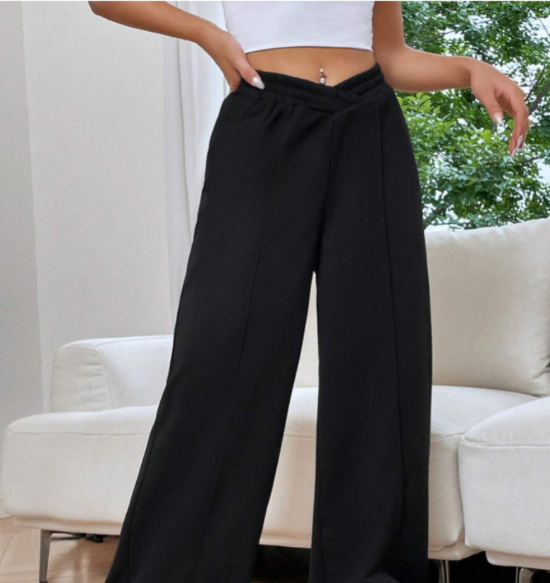 Women's loose casual pants comfortable home pants solid color casual wide leg sports pants - Tech genius & freaks