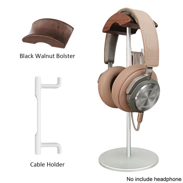 Chic Walnut & Aluminum Headphone Holder