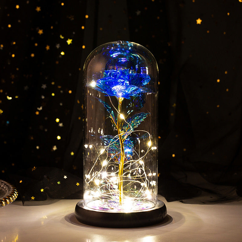 24k Gold Galaxy Rose with LED Light, Glass Dome, for Valentine's & Mother's Day. - Tech genius & freaks