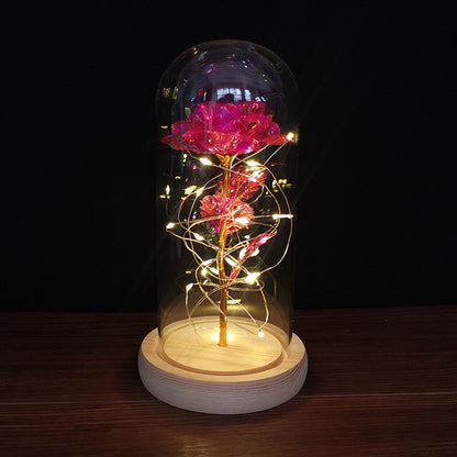 24k Gold Galaxy Rose with LED Light, Glass Dome, for Valentine's & Mother's Day. - Tech genius & freaks