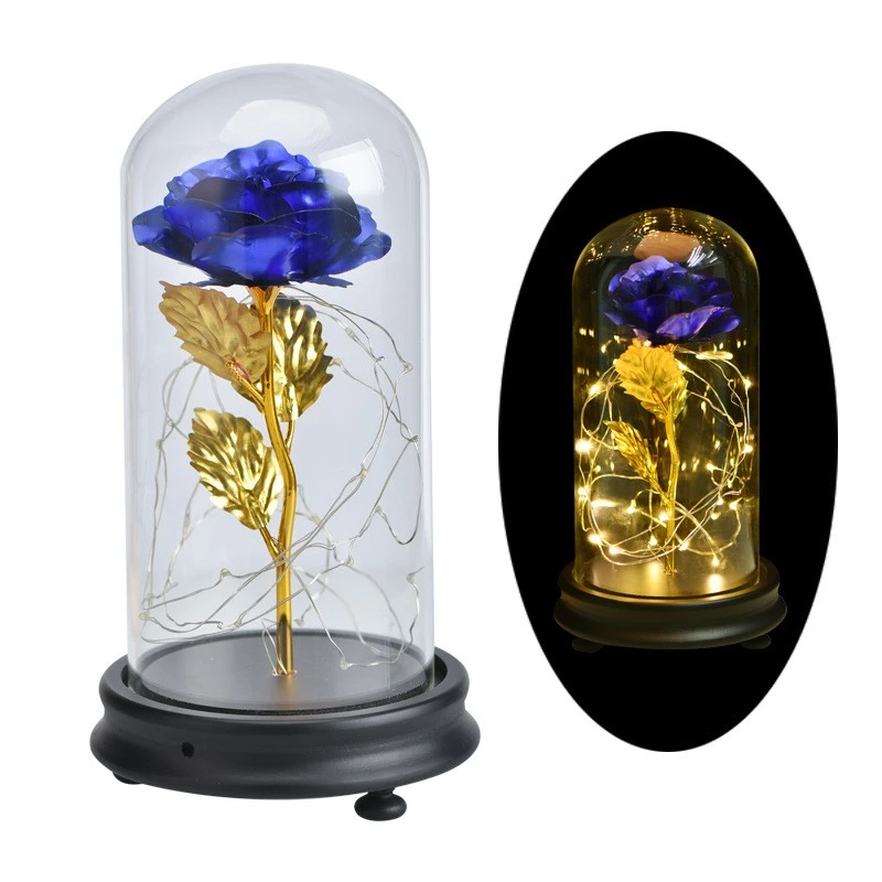 24k Gold Galaxy Rose with LED Light, Glass Dome, for Valentine's & Mother's Day. - Tech genius & freaks