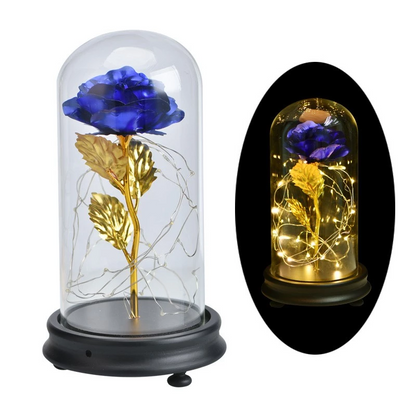 24k Gold Galaxy Rose with LED Light, Glass Dome, for Valentine's & Mother's Day. - Tech genius & freaks