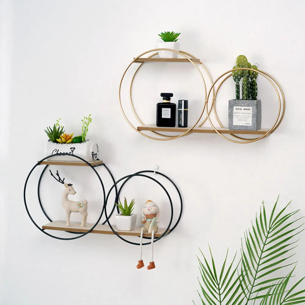 Room Rack Decoration Wall Circular Hanging Home Decor Shelves Candle Holder Aesthetic And Supports Wooden Teen Living Floating - Tech genius & freaks