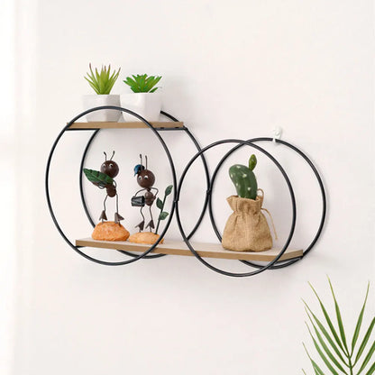 Room Rack Decoration Wall Circular Hanging Home Decor Shelves Candle Holder Aesthetic And Supports Wooden Teen Living Floating - Tech genius & freaks