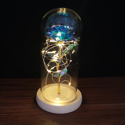 24k Gold Galaxy Rose with LED Light, Glass Dome, for Valentine's & Mother's Day. - Tech genius & freaks