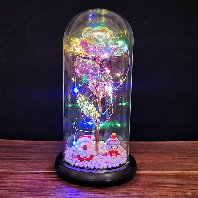 24k Gold Galaxy Rose with LED Light, Glass Dome, for Valentine's & Mother's Day. - Tech genius & freaks