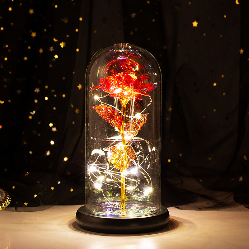 24k Gold Galaxy Rose with LED Light, Glass Dome, for Valentine's & Mother's Day. - Tech genius & freaks