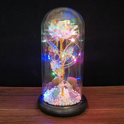 24k Gold Galaxy Rose with LED Light, Glass Dome, for Valentine's & Mother's Day. - Tech genius & freaks