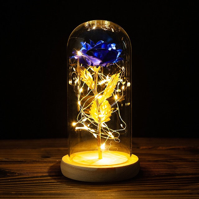 24k Gold Galaxy Rose with LED Light, Glass Dome, for Valentine's & Mother's Day. - Tech genius & freaks