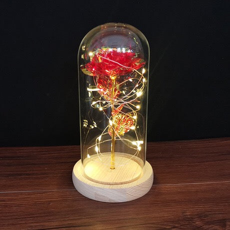 24k Gold Galaxy Rose with LED Light, Glass Dome, for Valentine's & Mother's Day. - Tech genius & freaks